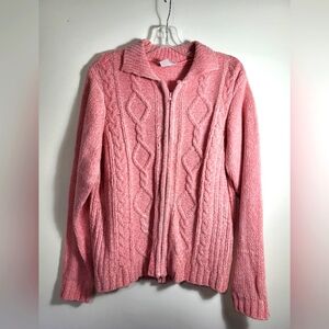 Blair light pink zip up sweater jacket, women's L  #2390